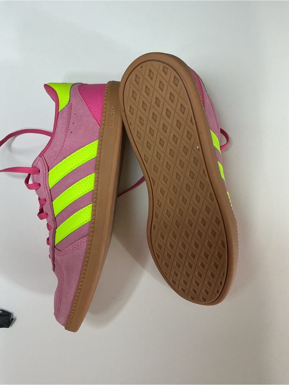 Adidas Women’s Breakneck Sleek Sneakers in Magenta and Lucid Lemon - Picture 7 of 9